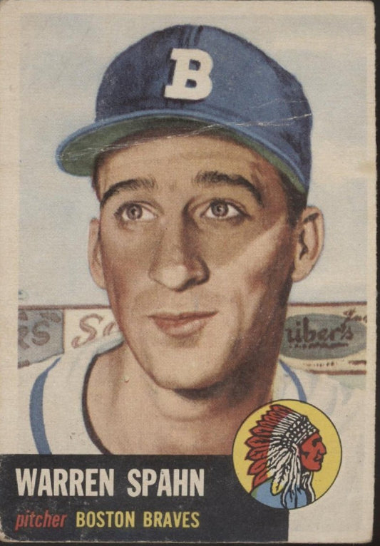 Warren Spahn 1953 Topps #147 Boston Braves GD - Collector Store LLC