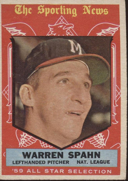 Warren Spahn 1959 Topps Sporting News #571 Milwaukee Braves VG - Collector Store LLC