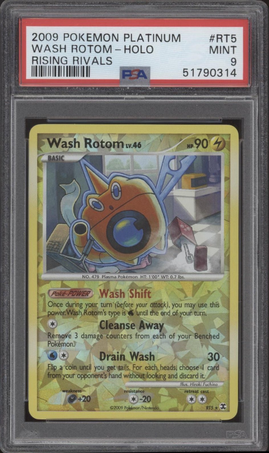 Wash Rotom Pokemon Platinum Rising Rivals Holo #RT5 PSA 9 - Collector Store LLC