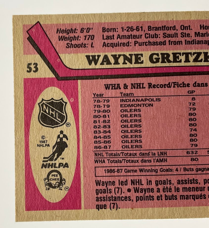 Wayne Gretzky 1987 - 88 O - Pee - Chee 53 - Collector Store LLC