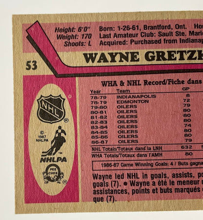 Wayne Gretzky 1987 - 88 O - Pee - Chee 53 - Collector Store LLC