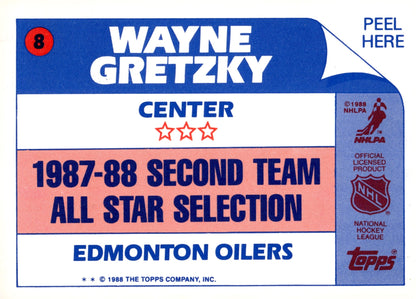 Wayne Gretzky 1988 - 89 Topps Sticker Insert #8 - Collector Store LLC