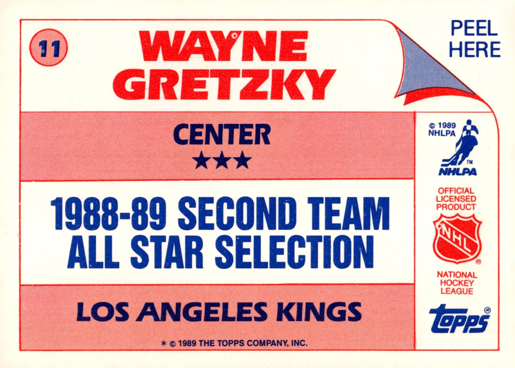 Wayne Gretzky 1989 - 90 Topps Sticker Insert #11 #2 - Collector Store LLC