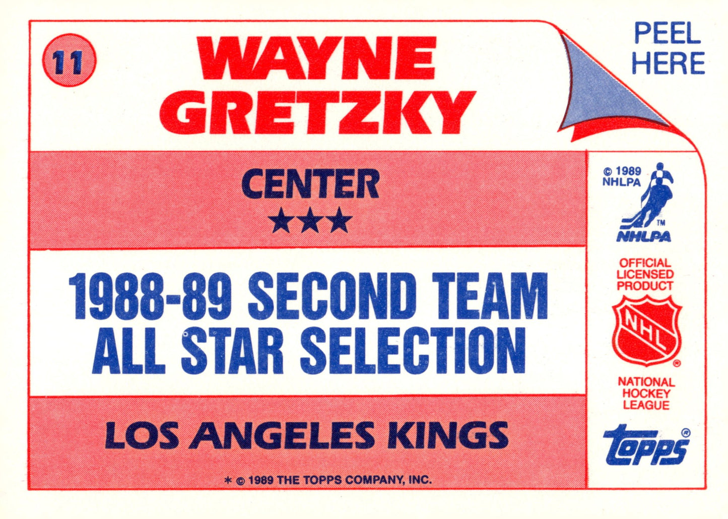 Wayne Gretzky 1989 - 90 Topps Sticker Insert #11 #3 - Collector Store LLC