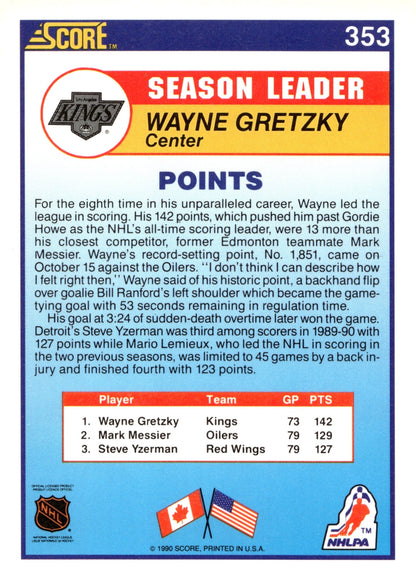 Wayne Gretzky 1990 - 91 Score #353 #2 - Collector Store LLC