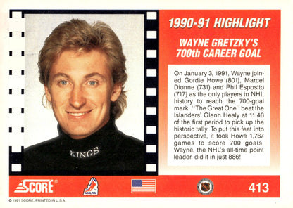 Wayne Gretzky 1991 - 92 Score Highlight 700th Career Goal #413 - Collector Store LLC