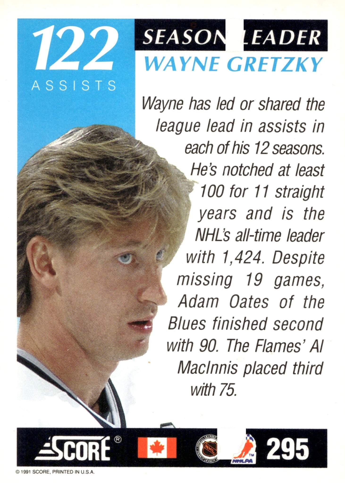 Wayne Gretzky 1991 - 92 Score Season Leader #295 - Collector Store LLC