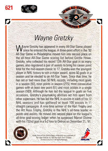 Wayne Gretzky 1991 - 92 Upper Deck All Star #621 #2 - Collector Store LLC