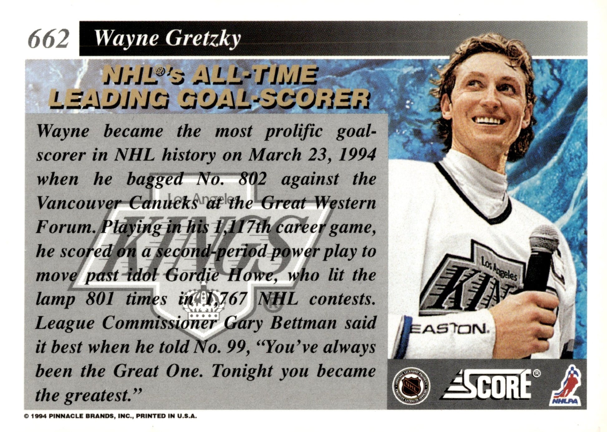 Wayne Gretzky 1994 - 95 Score #662 - Collector Store LLC