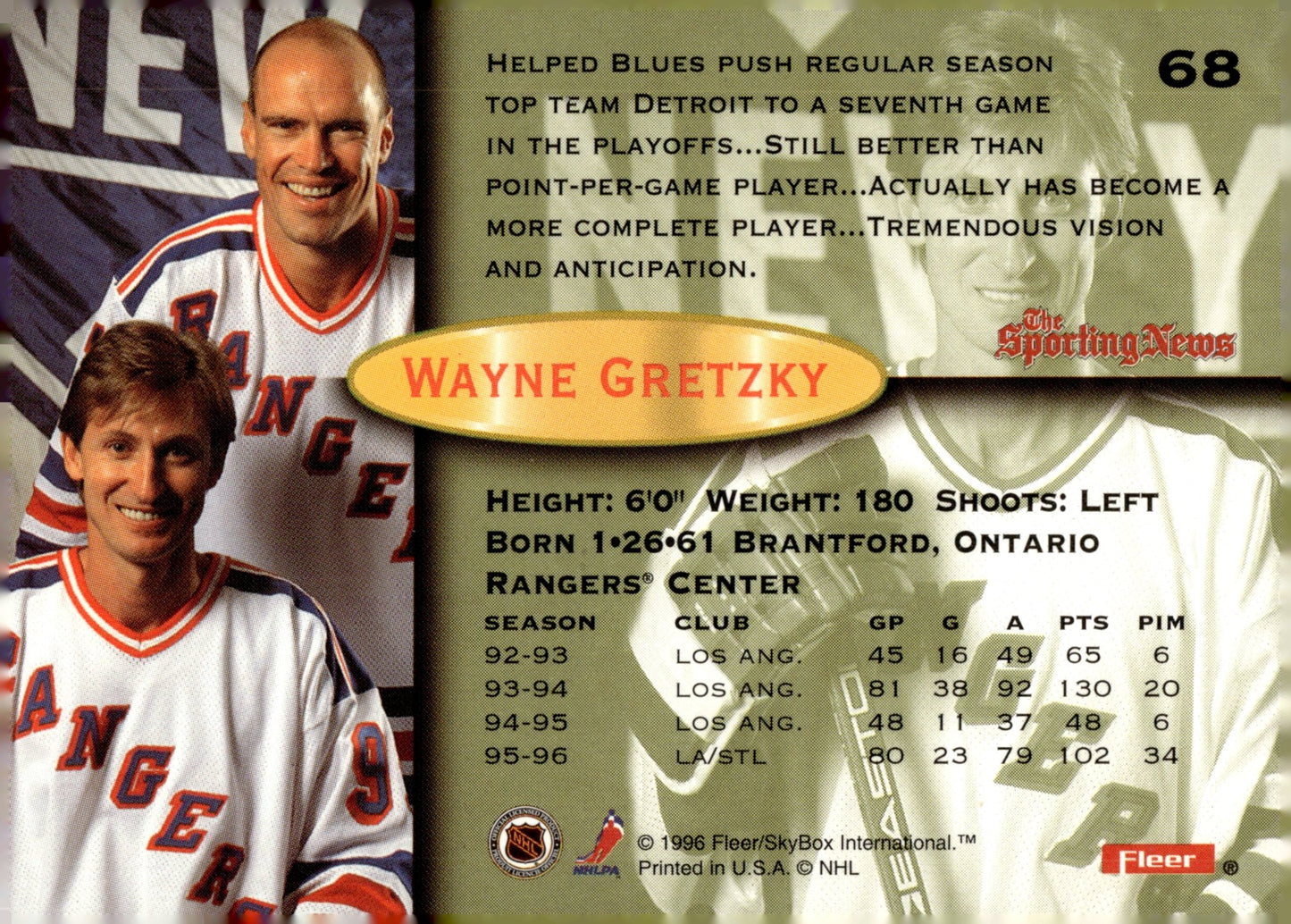 Wayne Gretzky 1996 - 97 Fleer #68 - Collector Store LLC