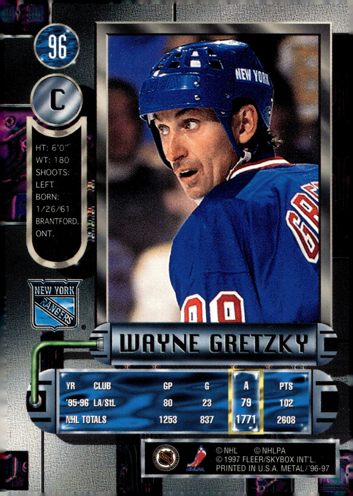 Wayne Gretzky 1996 - 97 Skybox Metal Universe #96 - Collector Store LLC