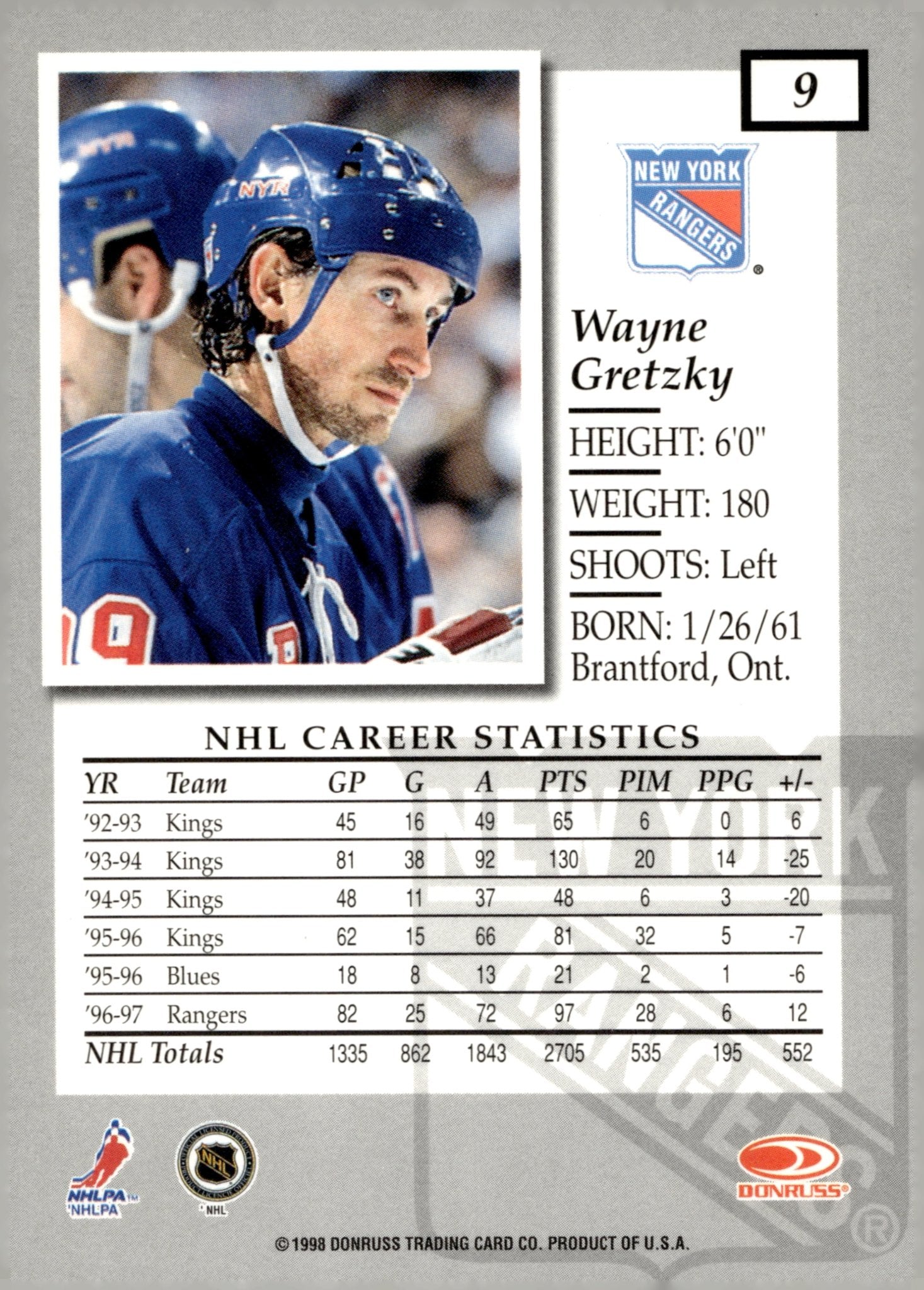 Wayne Gretzky 1997 - 98 Donruss Elite #9 #2 - Collector Store LLC