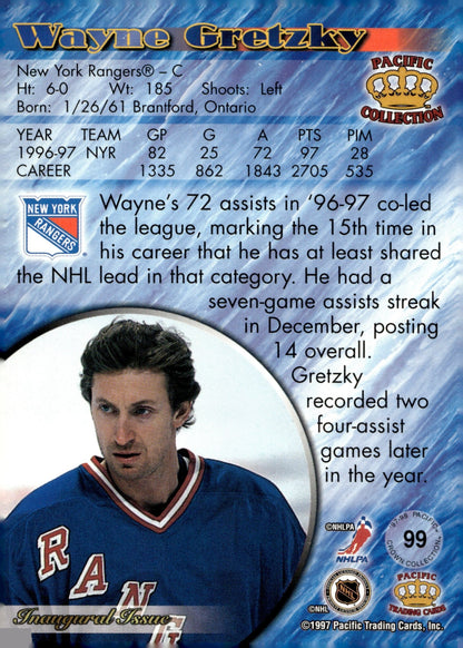 Wayne Gretzky 1997 - 98 Pacific Crown Collection #99 - Collector Store LLC