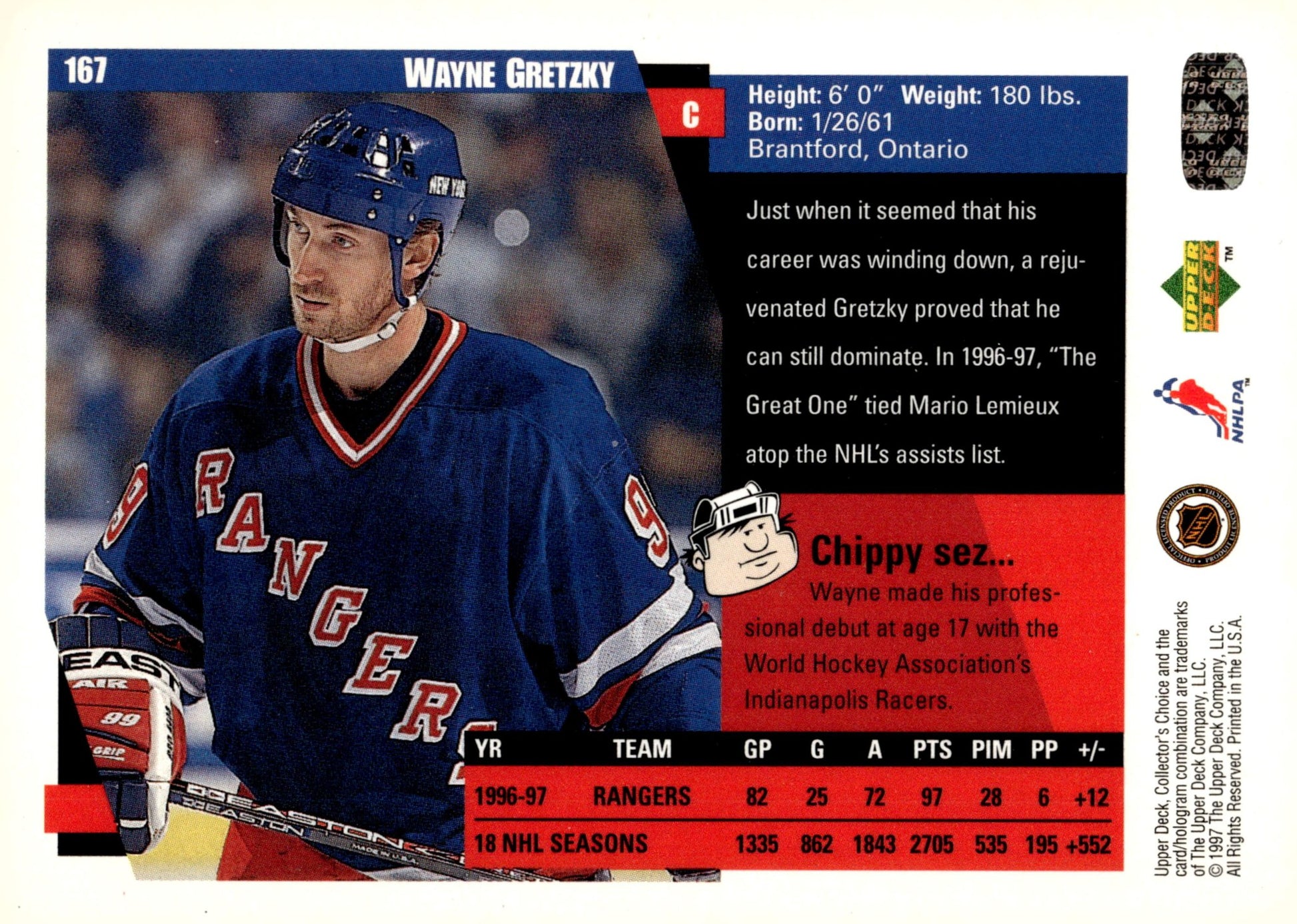 Wayne Gretzky 1997 - 98 Upper Deck Collector's Choice #167 - Collector Store LLC