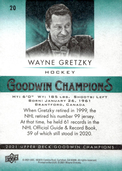 Wayne Gretzky 2021 Upper Deck Goodwin Champions #20 - Collector Store LLC