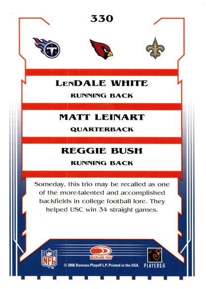 White / Leinart / Bush 2006 Donruss Score #330 - Collector Store LLC