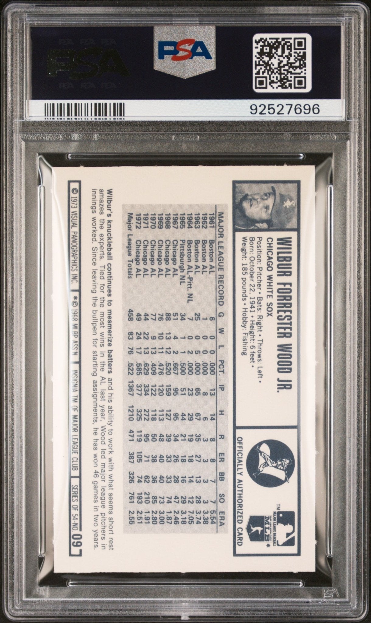 Wilbur Wood 1973 Kellogg's #9 PSA 9 - Collector Store LLC