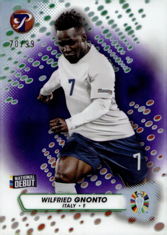 Wilfried Gnonto 2022 - 23 Topps Pristine Road to UEFA Euro Purple Refractor 70/99 - Collector Store LLC