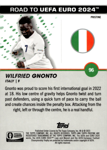 Wilfried Gnonto 2023 - 24 Topps Pristine Road to UEFA Euro National Debut #96 - Collector Store LLC