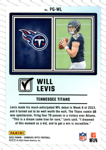 Will Levis 2023 Panini Donruss Optic Passing Grade RC #PG - WL - Collector Store LLC