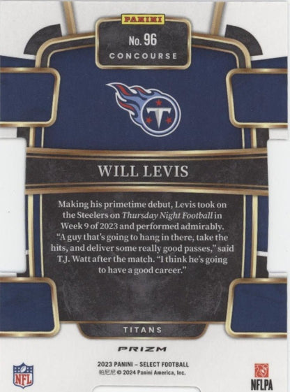 Will Levis 2023 Panini Select Die - Cut Tri Color Prizm RC #96 - Collector Store LLC