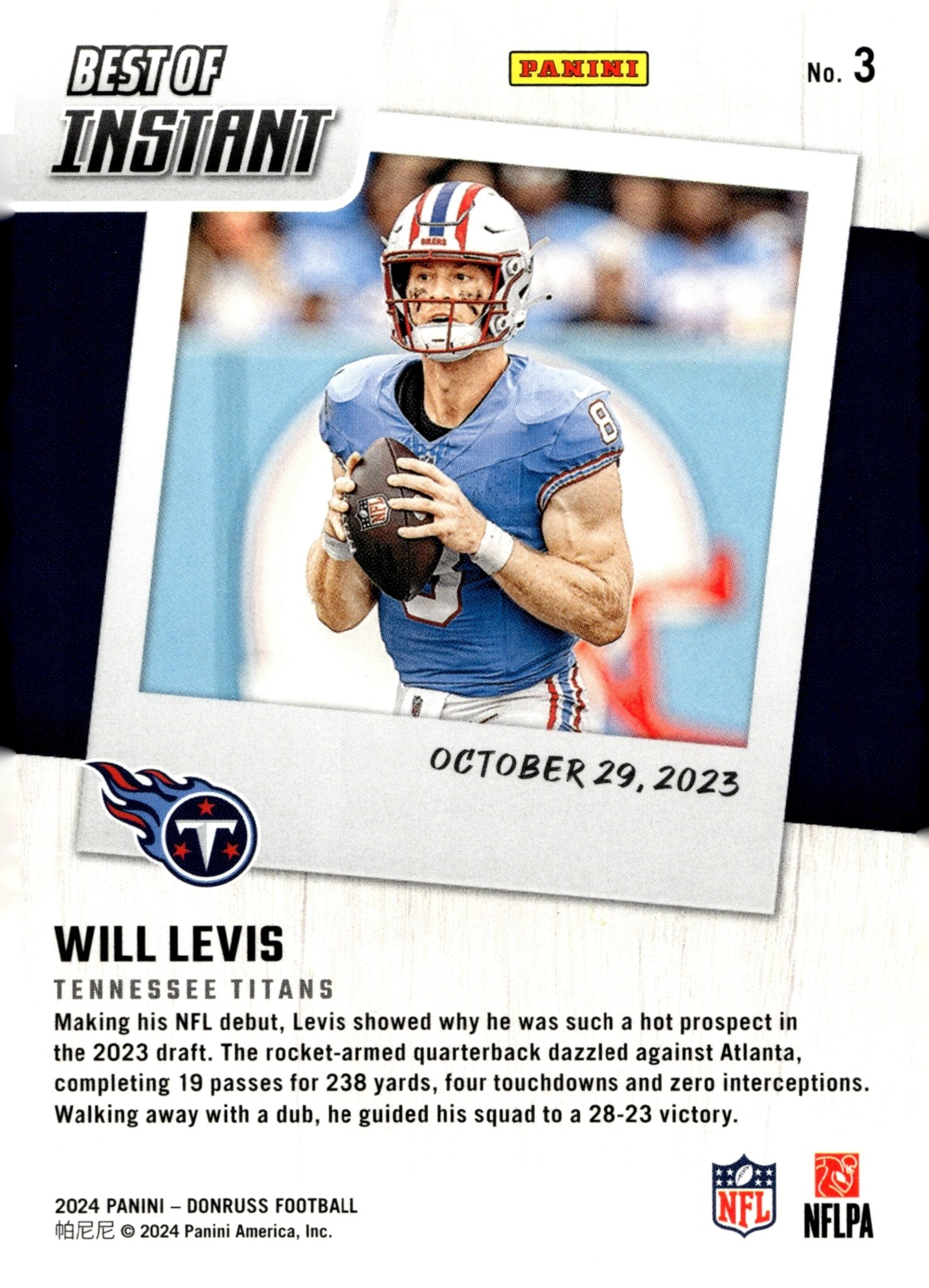 Will Levis 2024 Panini Donruss Best of Instant #3 - Collector Store LLC