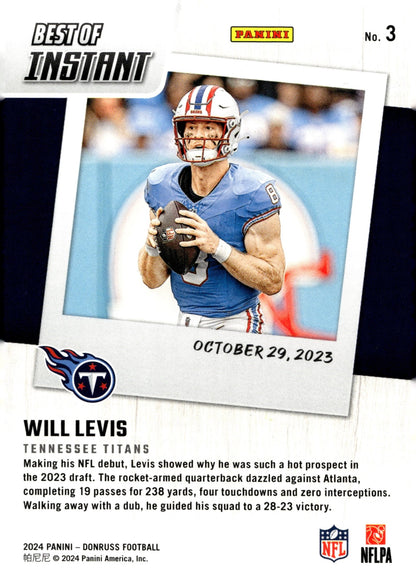 Will Levis 2024 Panini Instant Best of #3 - Collector Store LLC