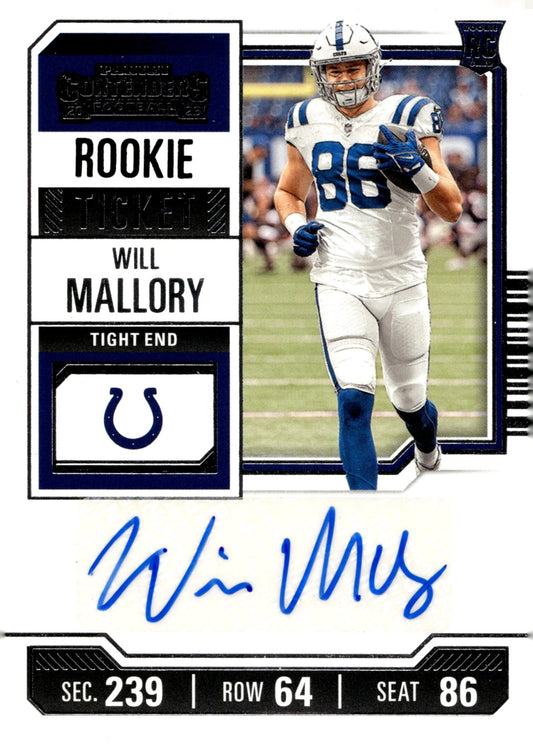 Will Mallory 2023 Panini Contenders Rookie Ticket RC Auto #267 - Collector Store LLC