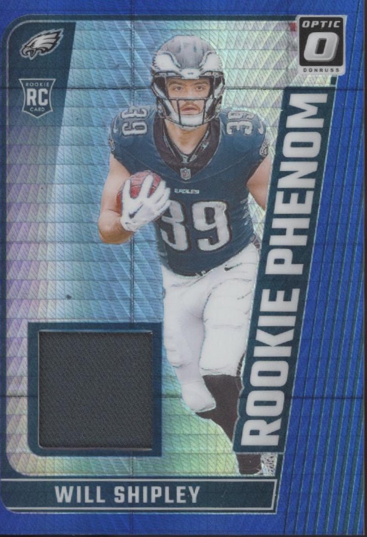Will Shipley 2024 Panini Donruss Optic Rookie Phenom Blue Prizm Swatch RC - Collector Store LLC