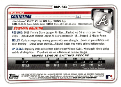 William Contreras 2020 Bowman Chrome Mojo Refractor #BCP - 233 - Collector Store LLC