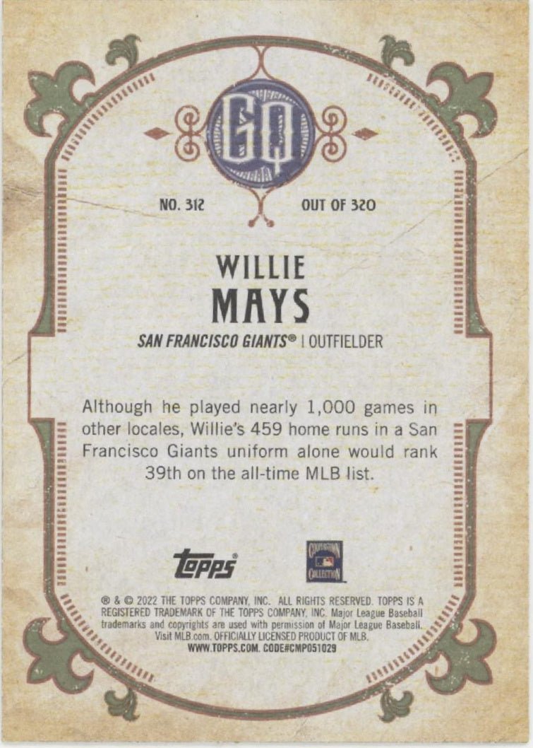 Willie Mays 2022 Topps Gypsy Queen #312 - Collector Store LLC