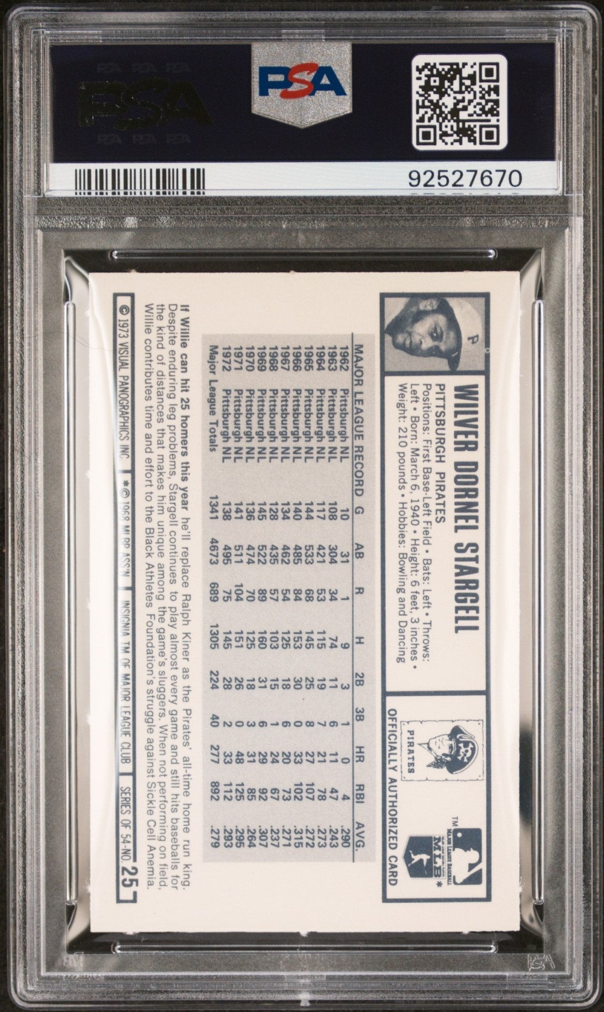 Willie Stargell 1973 Kellogg's #25 PSA 8 - Collector Store LLC