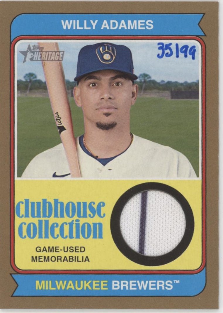 Willy Adames 2023 Topps Heritage High Number Clubhouse Collection Swatch 35/99 - Collector Store LLC