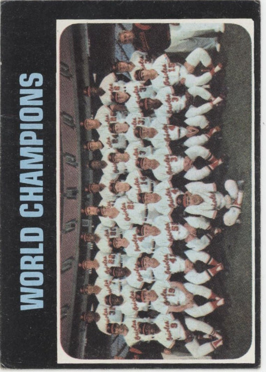 World Champions 1971 Topps Baltimore Orioles Team Card 1 VG - EX - Collector Store LLC