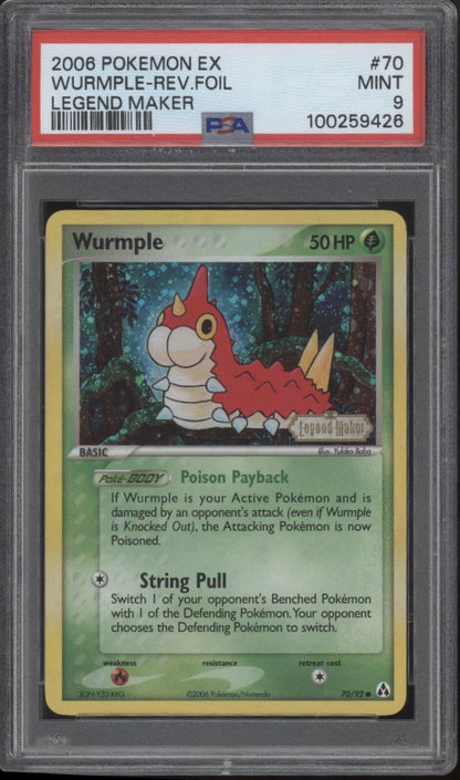 Wurmple Pokemon Legend Maker Reverse Foil 70 PSA 9 - Collector Store LLC