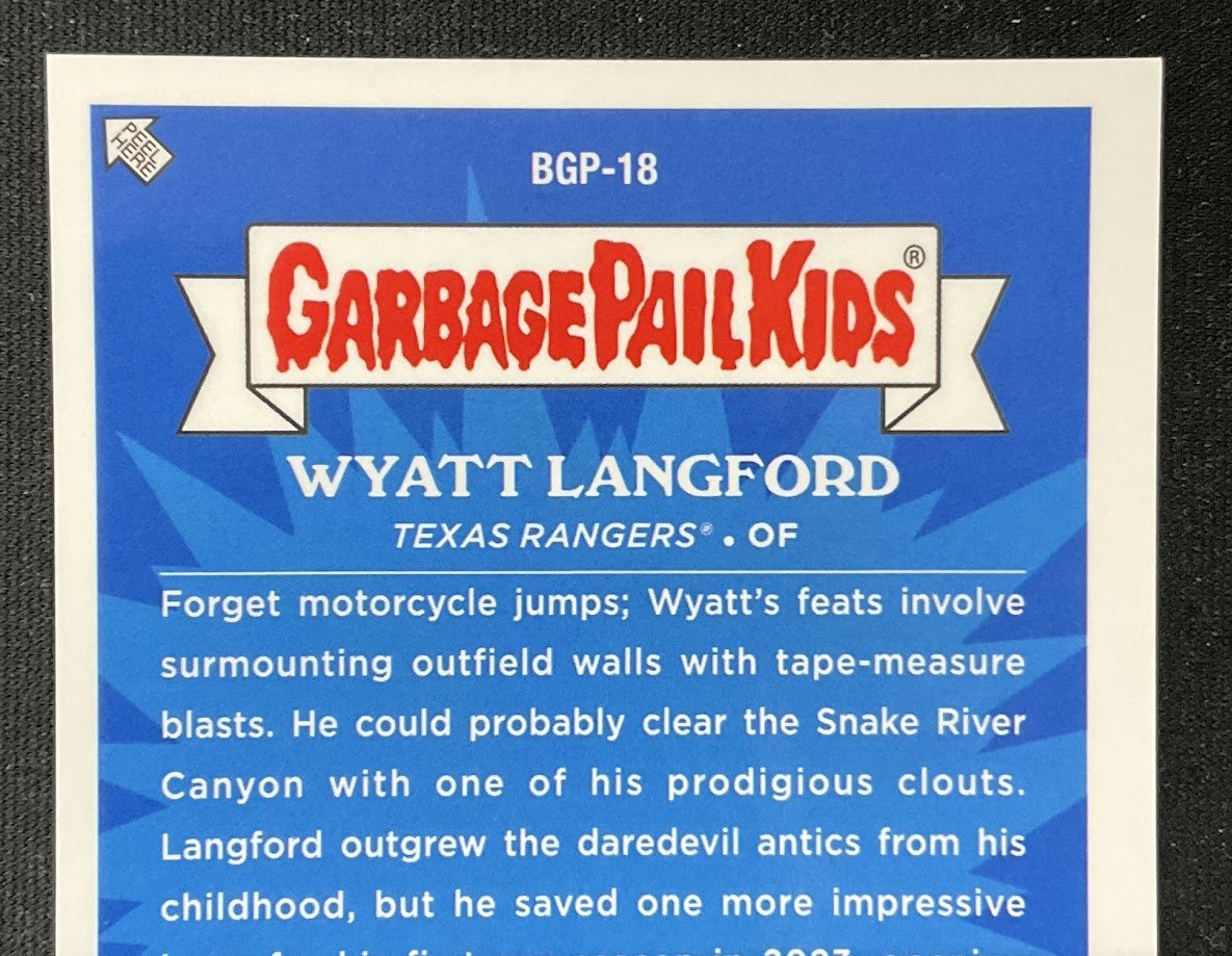 Wyatt Langford 2024 Bowman Chrome Garbage Pail Kids Daredevil Wyatt RC #BPG - 18 - Collector Store LLC