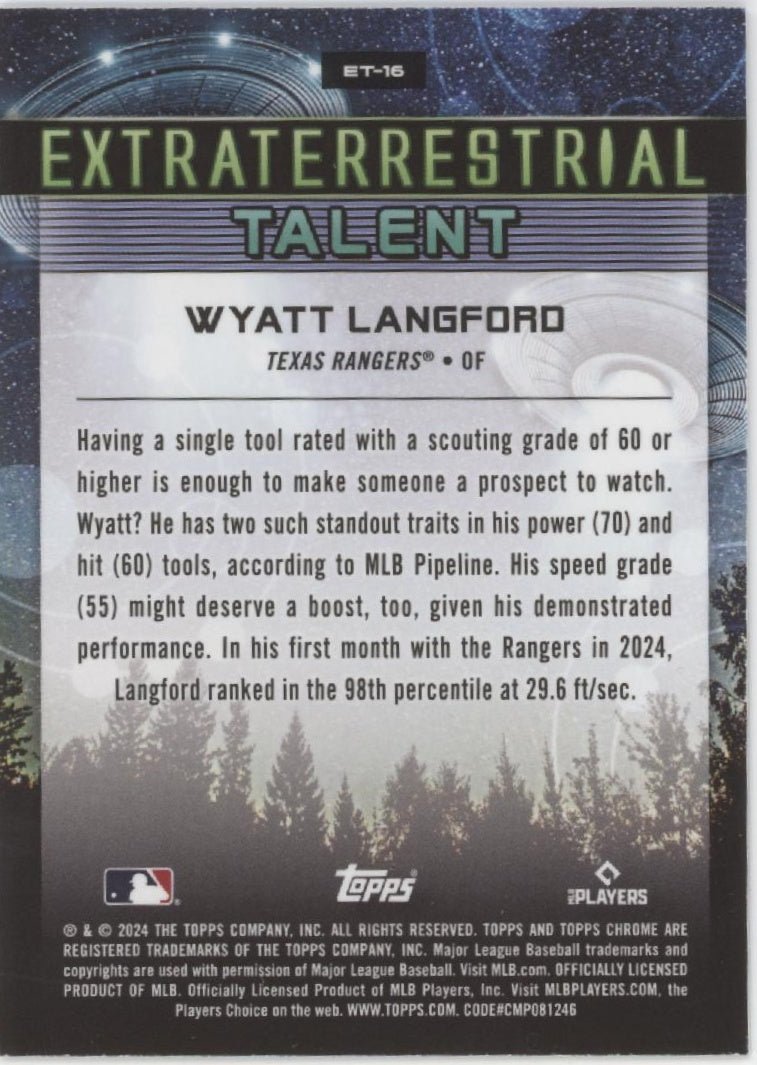 Wyatt Langford 2024 Topps Cosmic Chrome Extraterrestrial Talent Refractor RC #16 - Collector Store LLC