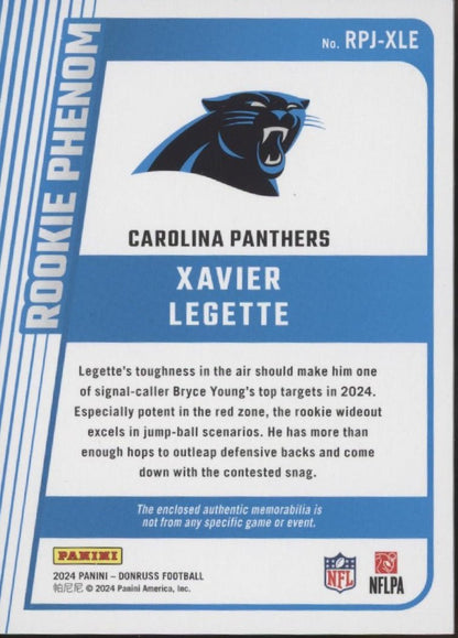 Xavier Legette 2024 Panini Donruss Rookie Phenom Swatch RC RPJ - XLE - Collector Store LLC