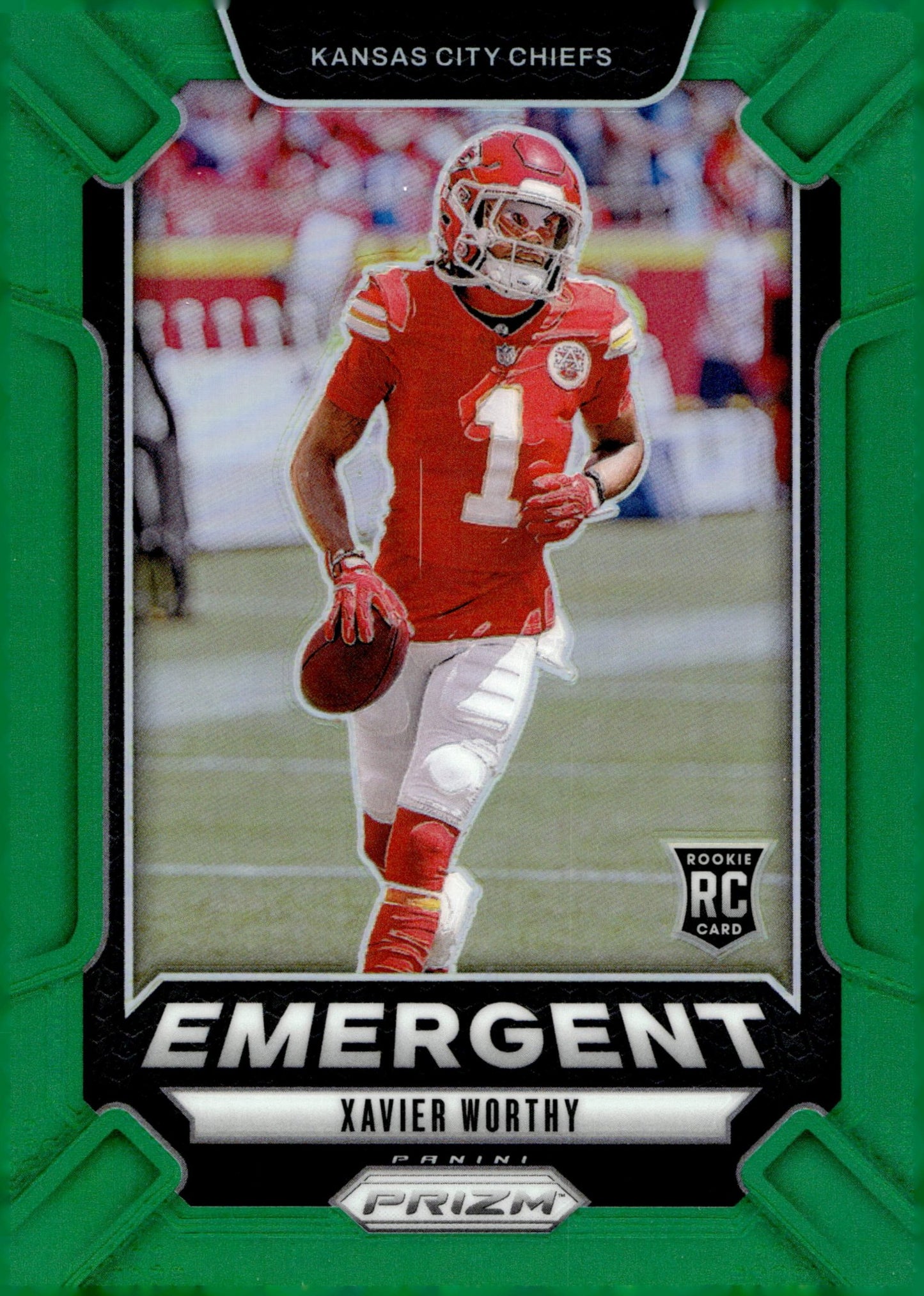 Xavier Worthy 2024 Panini Prizm Emergent Green Prizm RC #7 - Collector Store LLC