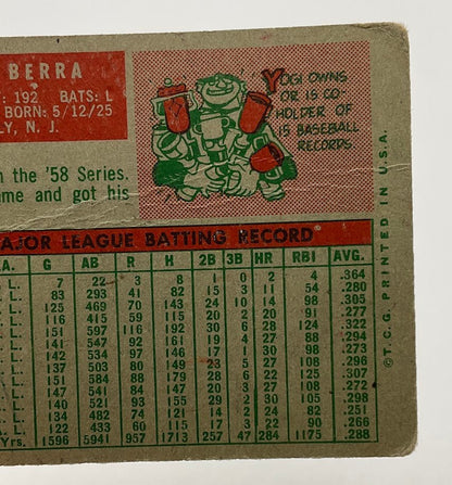 Yogi Berra 1959 Topps #180 New York Yankees PR - Collector Store LLC