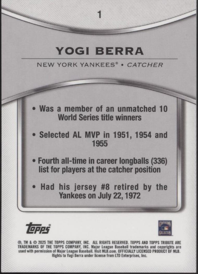 Yogi Berra 2025 Topps Tribute 1 - Collector Store LLC