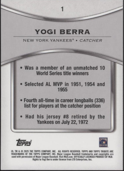 Yogi Berra 2025 Topps Tribute 1 - Collector Store LLC