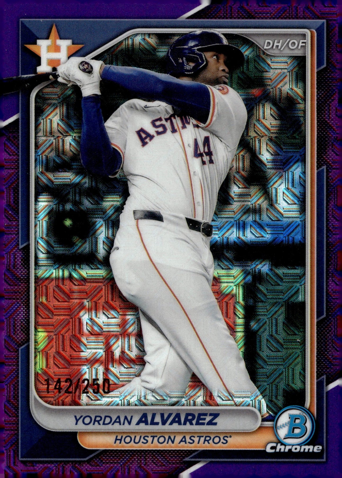 Yordan Alvarez 2024 Bowman Chrome Purple Mojo Refractor 142/250 #48 - Collector Store LLC