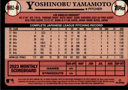 Yoshinobu Yamamoto 2024 Topps 35th Anniversary RC #89B2 - 48 - Collector Store LLC