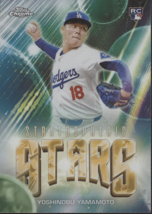 Yoshinobu Yamamoto 2024 Topps Chrome Stratospheric Stars Refractor RC #SSC - 13 - Collector Store LLC