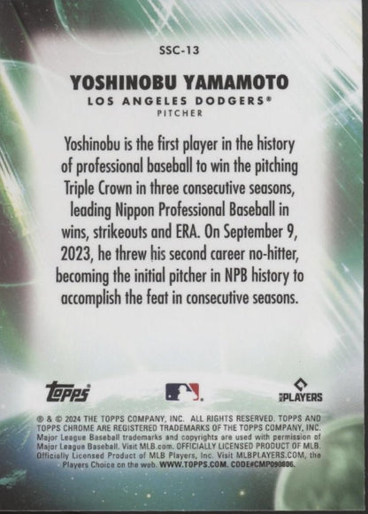 Yoshinobu Yamamoto 2024 Topps Chrome Stratospheric Stars Refractor RC #SSC - 13 - Collector Store LLC