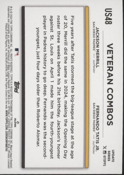 Young & Hungry 2024 Topps Update Series Merrill / Tatis US48 - Collector Store LLC