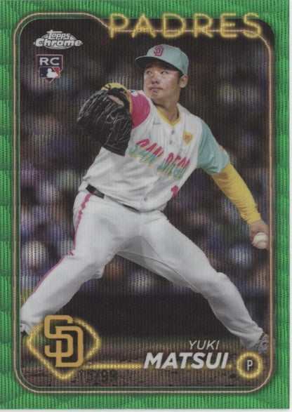 Yuki Matsui 2024 Topps Chrome Green Wave Refractor RC 15/99 #USC187 - Collector Store LLC