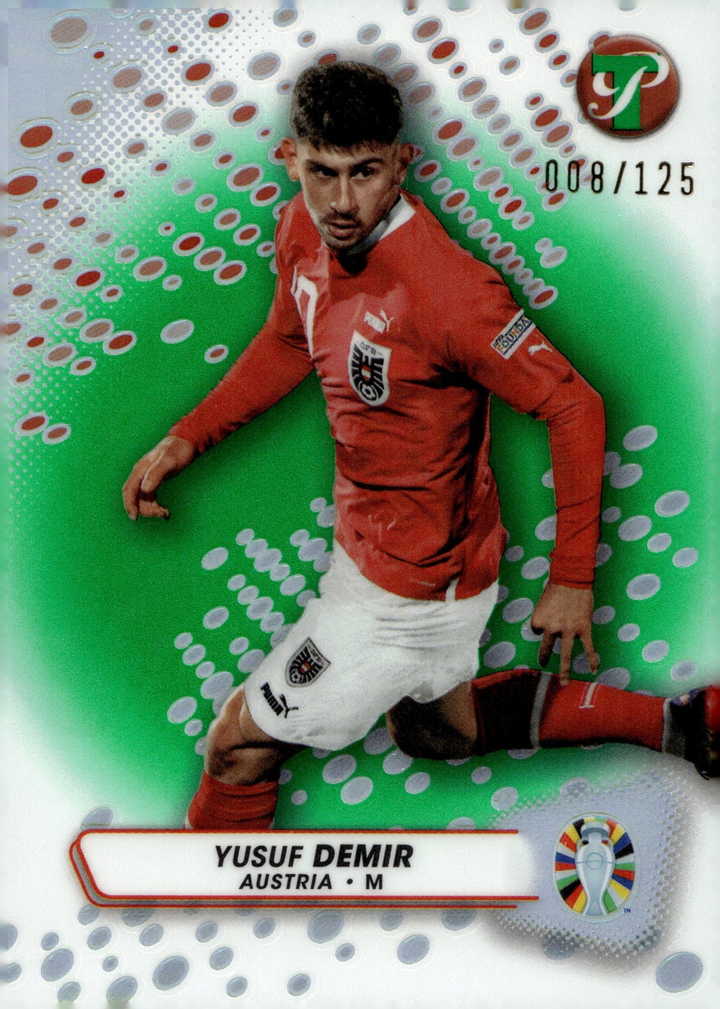 Yusuf Demir 2023 - 24 Topps Pristine Road to UEFA Euro Green Refractor 008/125 - Collector Store LLC