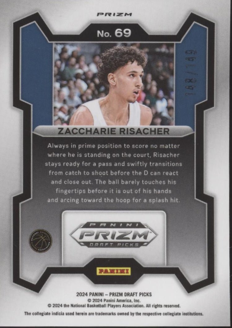 Zaccharie Risacher 2024 Panini Prizm Draft Picks Blue Ray Wave Prizm RC 148/149 - Collector Store LLC